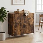 vidaXL Buffet Chêne fumé 89 x 34 5 x 80 cm Bois d'ingénierie