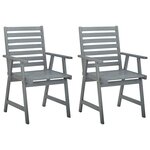 vidaXL Chaises à manger d'extérieur lot de 2 et coussins Acacia massif