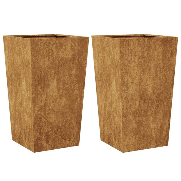 vidaXL Jardinières 2 Pièces 45x45x75 cm acier corten