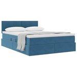 vidaXL Lit de Rangement avec matelas Bleu foncé 140 x 190 cm Velours