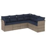vidaXL Salon de jardin 6 Pièces avec coussins gris résine tressée