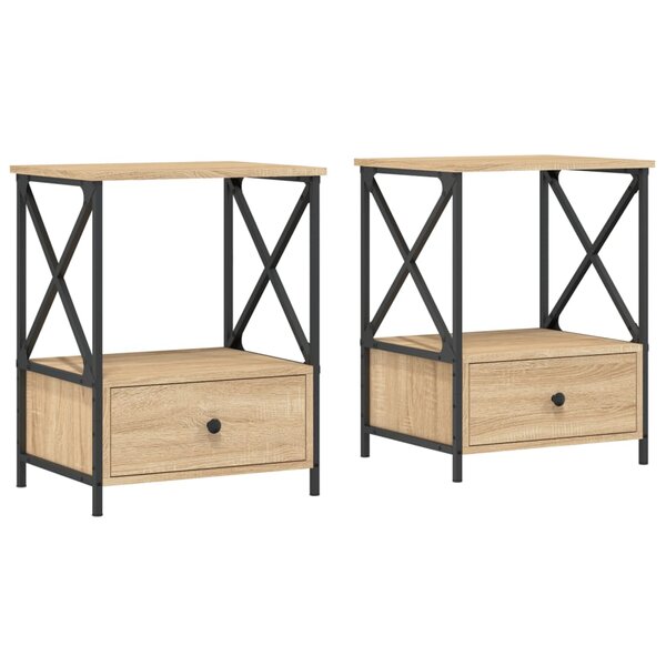 vidaXL Tables de chevet 2 Pièces chêne sonoma 50x41x65 cm bois ingénierie