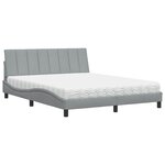 vidaXL Lit avec matelas Hanko gris clair 160x200 cm tissu