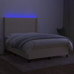vidaXL Sommier à lattes de lit matelas et LED Crème 140x200 cm Tissu