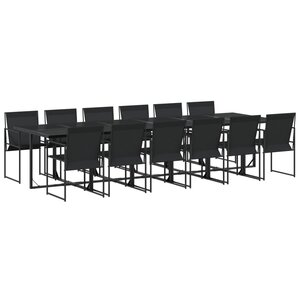 vidaXL Ensemble à manger de jardin 13 Pièces noir textilène