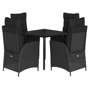 vidaXL Ensemble à manger de jardin coussins 5Pièces Noir Résine tressée