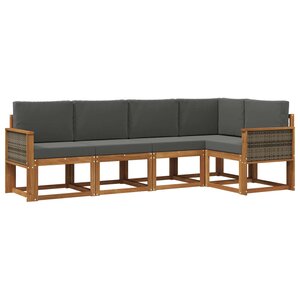 vidaXL Ensemble de canapés d'extérieur 5 Pièces Naturel et Anthracite