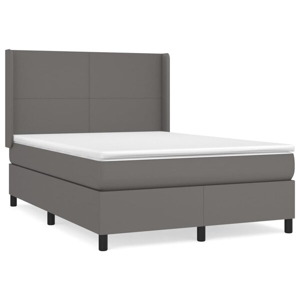 vidaXL Sommier à lattes de lit avec matelas Gris 140x190 cm Similicuir