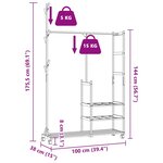 vidaXL Porte-vêtements et étagères et roulettes 100x38x175 5cm bambou
