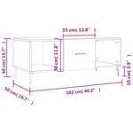vidaXL Table basse sonoma gris 102x50x40 cm bois d'ingénierie
