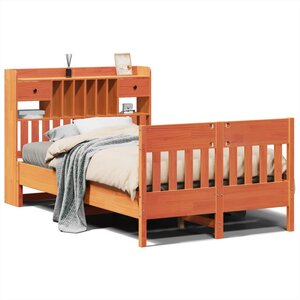 vidaXL Cadre de lit sans matelas cire marron 135x190cm bois pin massif