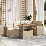 vidaXL Salon de jardin avec coussins 6 Pièces beige résine tressée