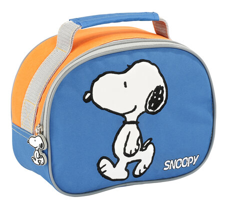 Porte goûter isotherme avec poignée de transport en nylon résistante SNOOPY - Bleu