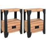 vidaXL Tables de chevet 2 Pièces Bois d'acacia massif Acier 40x30x54 cm