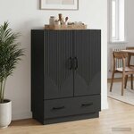 vidaXL Buffet avec tiroir Noir 66 x 34 5 x 92 cm Bois d'ingénierie
