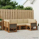vidaXL Ensemble de canapés d'extérieur 6 Pièces Naturel et Beige