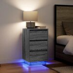 vidaXL Table de chevet avec lumières LED sonoma gris 38x34x65 cm