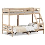 vidaXL Lit superposé sans matelas 80x200/120x200 cm bois massif