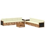 vidaXL Ensemble de canapés d'extérieur 9 pc Naturel et Crème Polyester