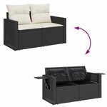 vidaXL Salon de jardin 6 Pièces avec coussins noir résine tressée