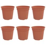 vidaXL Pot à fleurs rond 6 Pièces Rouge brique Ø 19 x 16 cm Plastique
