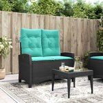 vidaXL Banc inclinable de jardin avec coussins noir résine tressée