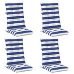 vidaXL Coussin d'extérieur 4 Pièces Bleu et Blanc 120 x 50 x 7 cm Tissu