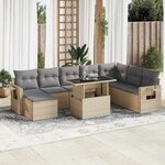 vidaXL Salon de jardin avec coussins 9 Pièces beige résine tressée
