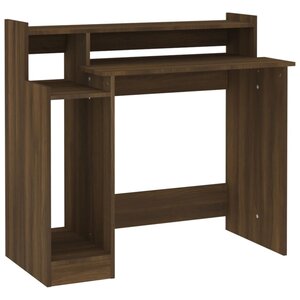 Bureau table poste de travail meuble d'ordinateur informatique étude et lumières LED chêne brun 97 x 45 x 90 cm bois d'ingénierie brun 02_0023781