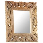 vidaXL Miroir sculpté à la main Marron 50x50cm Bois de manguier massif