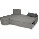 Canapé d'angle convertible réversible 3 places JEN - Tissu Gris - 196 x 88 x 159 cm