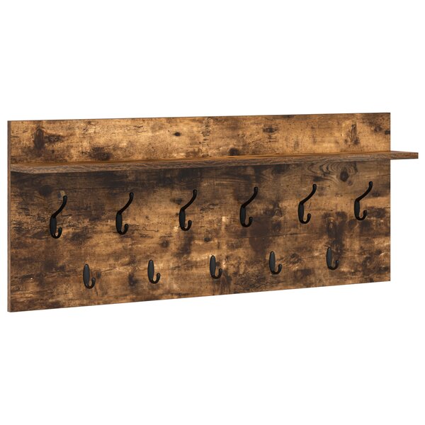 vidaXL Porte-manteau mural avec étagère avec stockage Chêne fumé 100 x 40 x 12 cm