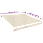 vidaXL Toit d'auvent Toile Crème 6x3 m (Cadre non inclus)
