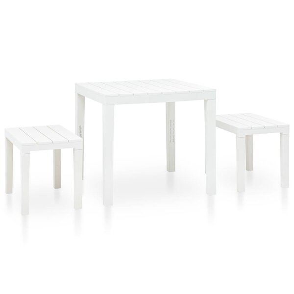 vidaXL Table de jardin avec 2 bancs Plastique Blanc