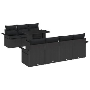 vidaXL Ensemble de canapé de jardin avec coussin 8 Pièces Noir polyrotin
