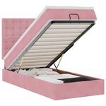 vidaXL Cadre de lit ottoman avec matelas rose 100x200 cm velours