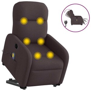 vidaXL Fauteuil inclinable de massage électrique Marron foncé Tissu