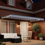 vidaXL Auvent rétractable électrique Bleu Blanc Anthracite 4 5 × 3 m