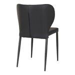 2 chaises de salle à manger en cuir synthétique noir avec pieds noirs