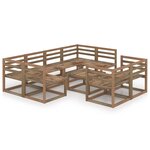 vidaXL Salon de jardin 9 Pièces Marron Bois de pin imprégné