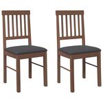 vidaXL Chaises à manger coussins 2 Pièces marron bois massif caoutchouc