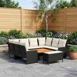 vidaXL Ensembles de meubles avec oreiller 7 Pièces Noir et Crème Rotin PE