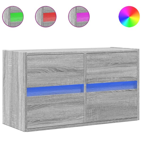 vidaXL Meuble TV mural avec lumières LED sonoma gris 80x31x45 cm