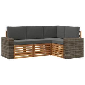vidaXL Ensembles de canapés avec coussin 4 Pièces Bois d'Acacia Massif