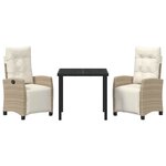 vidaXL Ensemble de salle à manger pour jardin 3 Pièces Beige polyrotin