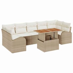 vidaXL Ensemble de canapé de jardin avec coussin 8 Pièces beige et crème