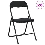 vidaXL Chaise pliante 8 pc Velours Noir 48 x 44 x 78 cm