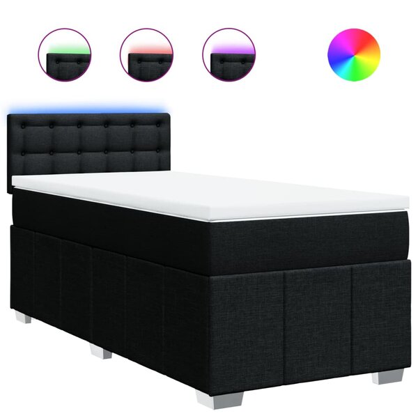 vidaXL Sommier à lattes de lit avec matelas Noir 100x200 cm Tissu