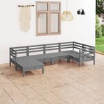 vidaXL Salon de jardin 6 Pièces Bois de pin massif Gris