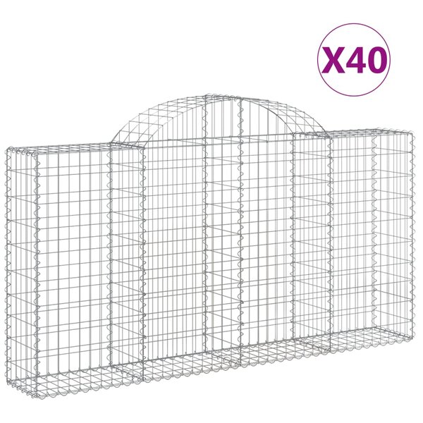 vidaXL Paniers à gabions arqués 40 Pièces 200x30x100/120 cm Fer galvanisé